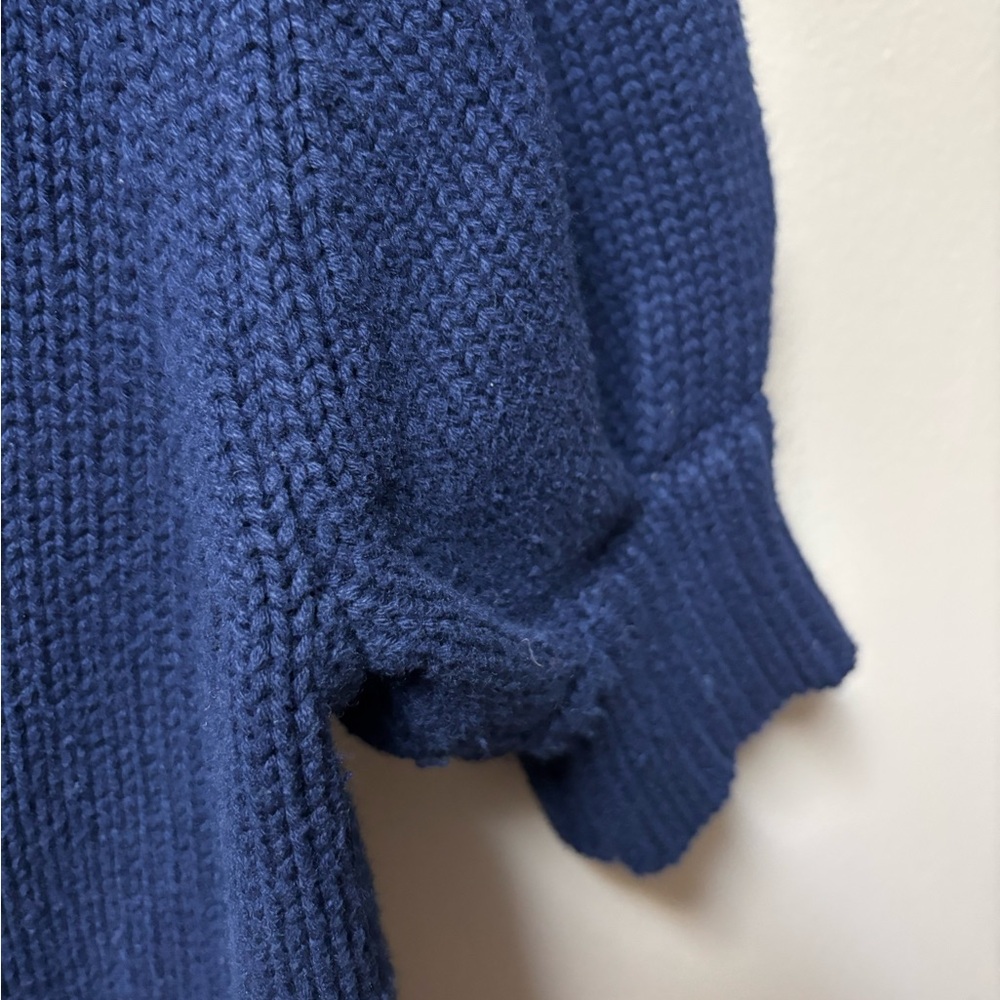 Adam Lippes Collective Navy Blue Puff Sleeve Turtleneck Sweater Size M - Picture 6 of 9
